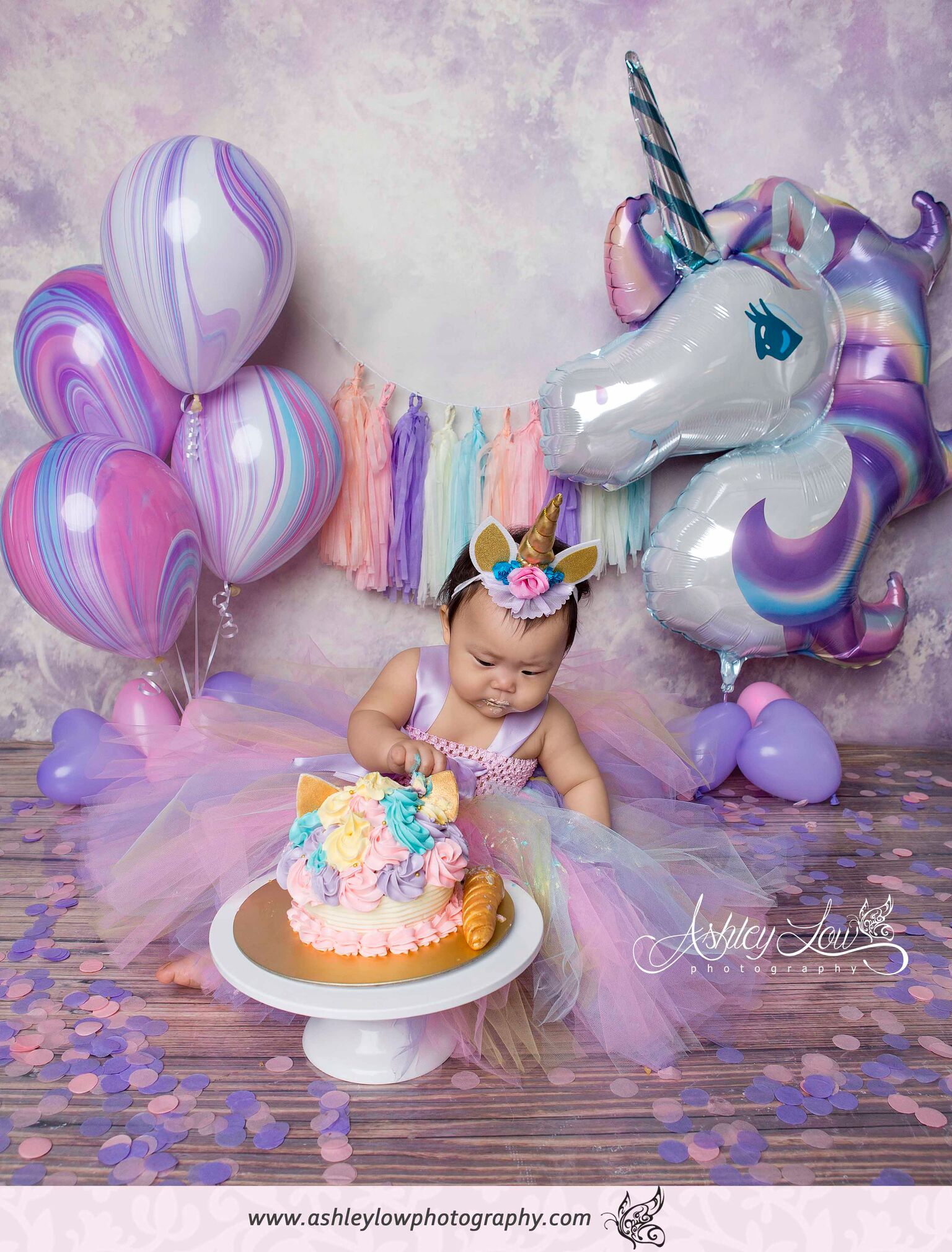 Unicorn Cake Smash Photoshoot by Ashley Low Photography - Give Fun