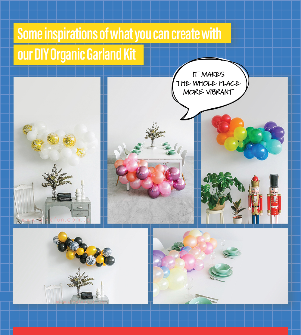 Some inspirations of what you can create with our DIY Organic Balloon Garland Kit