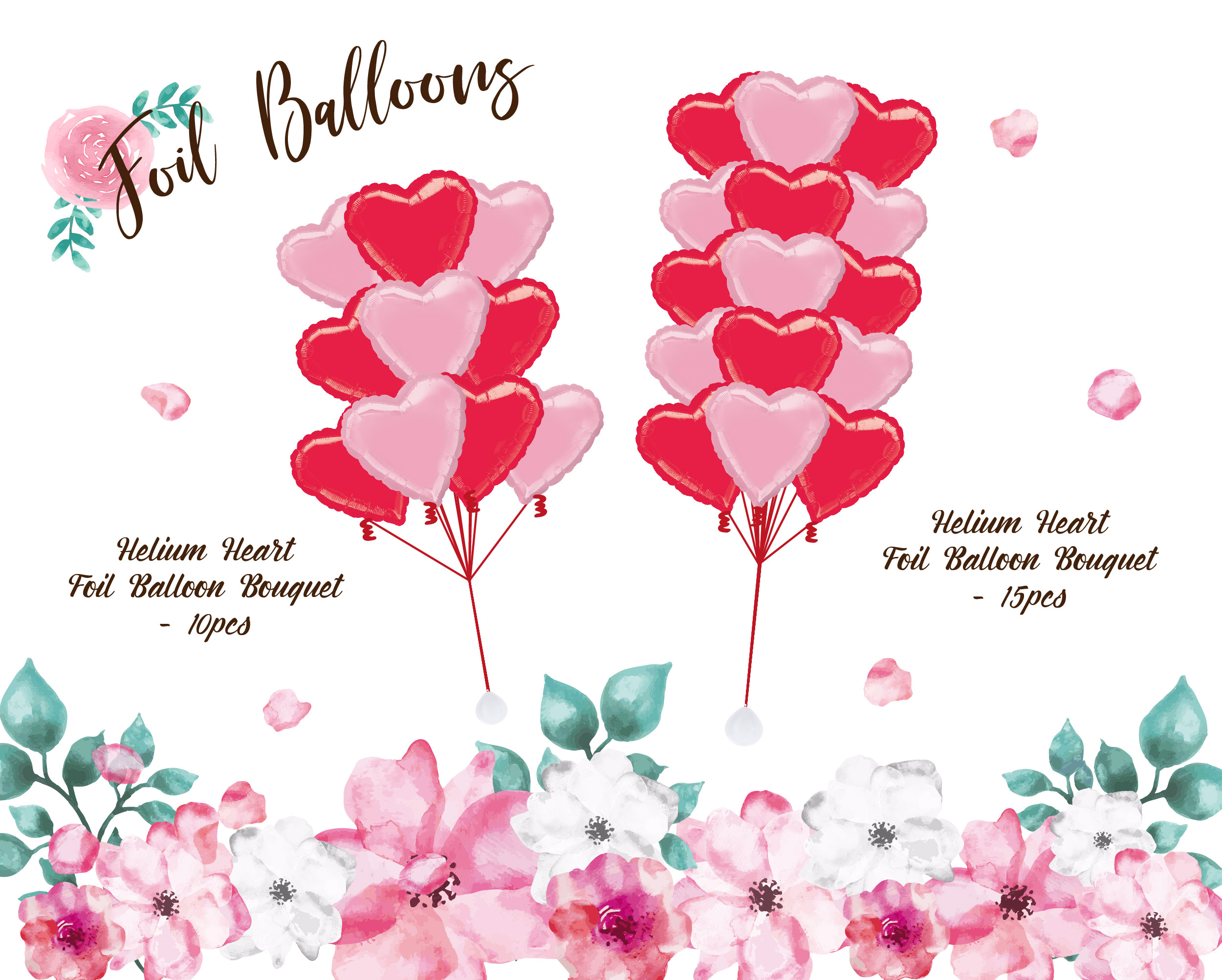 Valentine's Day Foil Balloons Bouquet